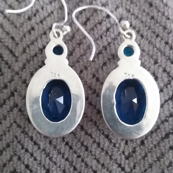 Sterling Silver Sapphire color Earrings - Picture 7 of 7